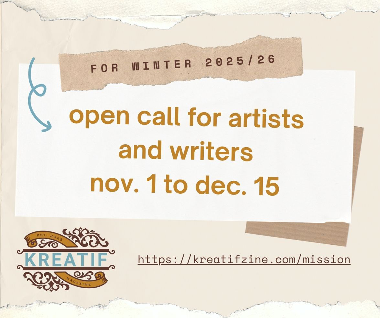 winter call for artists and writers at kreatif magazine